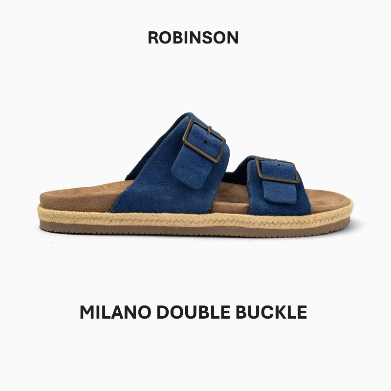 Robinson Milano Double Buckle Suede-Sky Blue