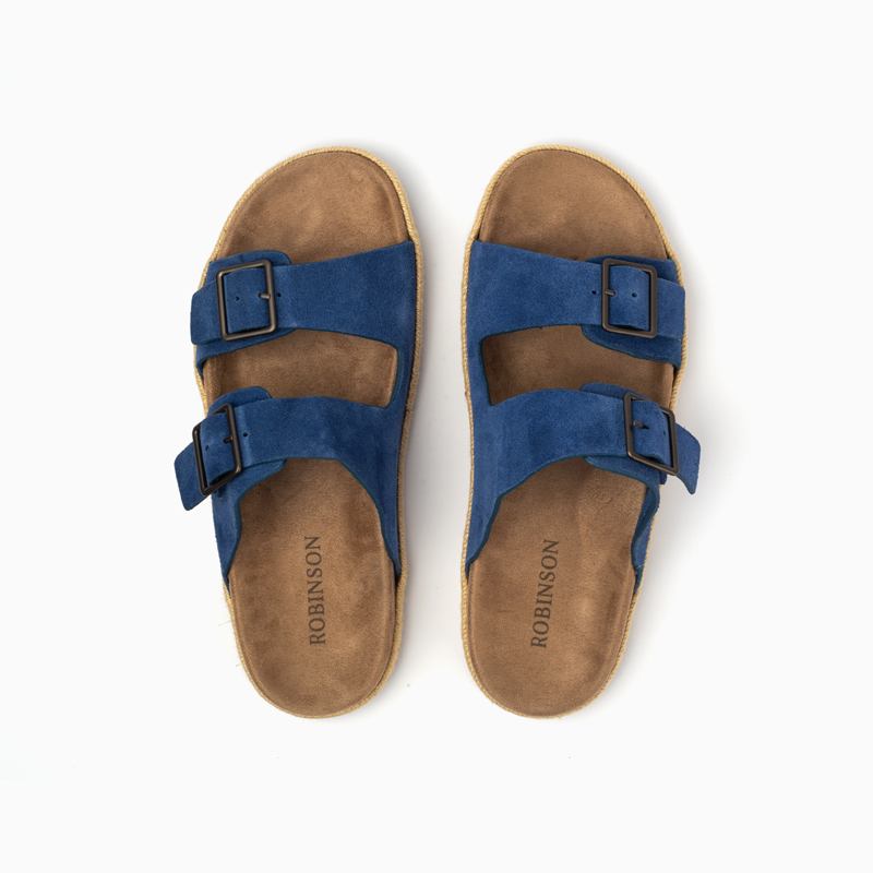 Robinson Milano Double Buckle Suede-Sky Blue