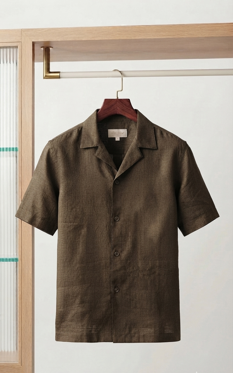 Relaxed Fit Linen Set - Olive Brown