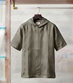 Robinson Relaxed Fit Linen Hooded T-Shirt-Olive