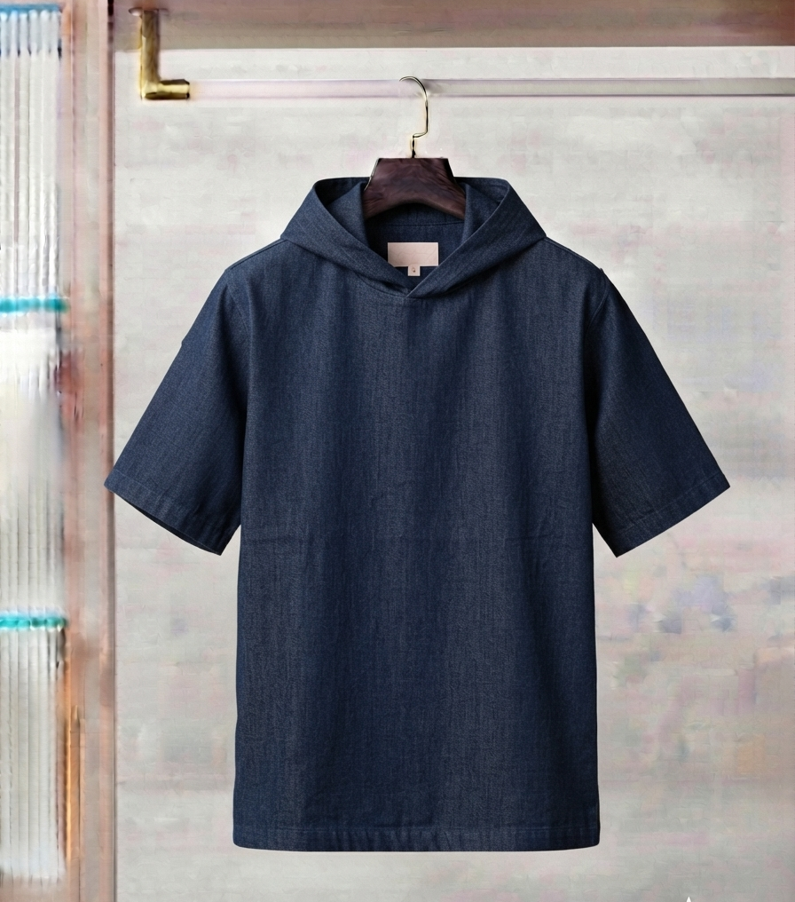 Robinson Relaxed Fit Denim Hooded T-Shirt.