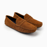 Suede leather mocassin with strap A2/tan