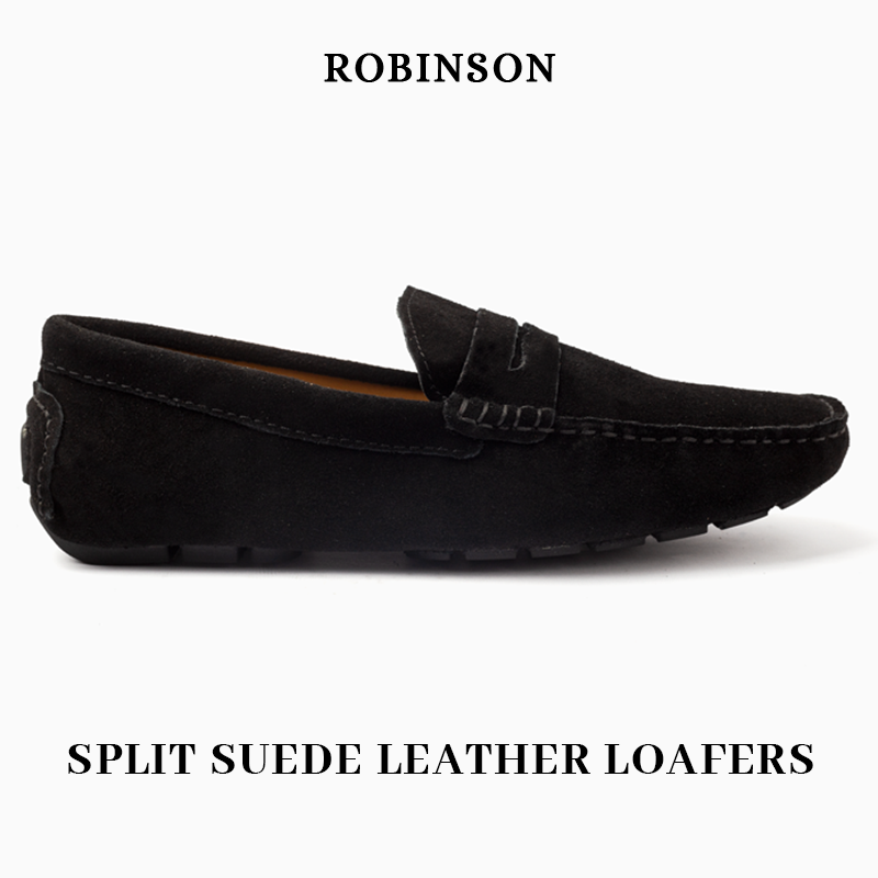 Suede leather mocassin with strap A2/Black