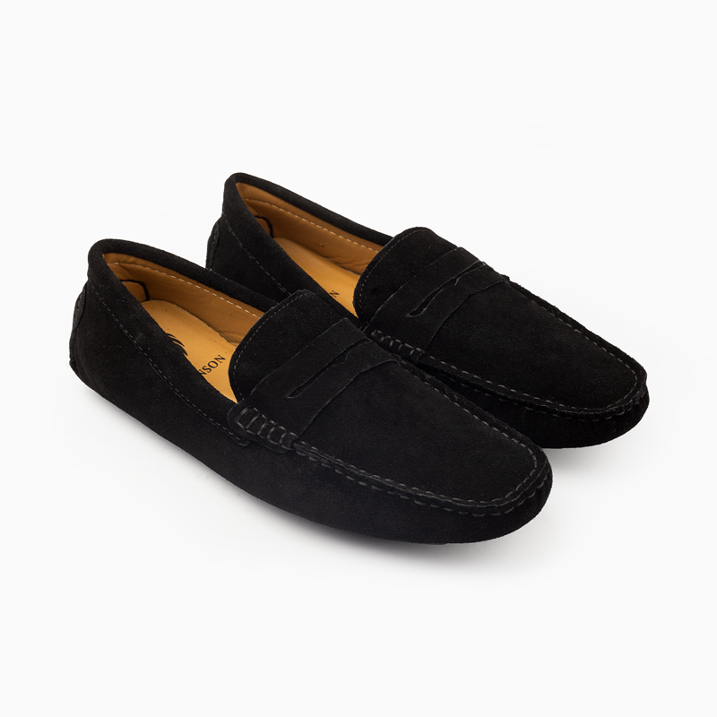 Suede leather mocassin with strap A2/Black