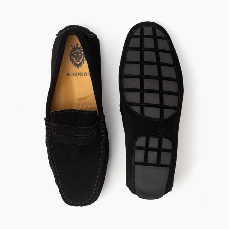 Suede leather mocassin with strap A2/Black