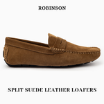 Suede leather mocassin with strap A2/CAMEL