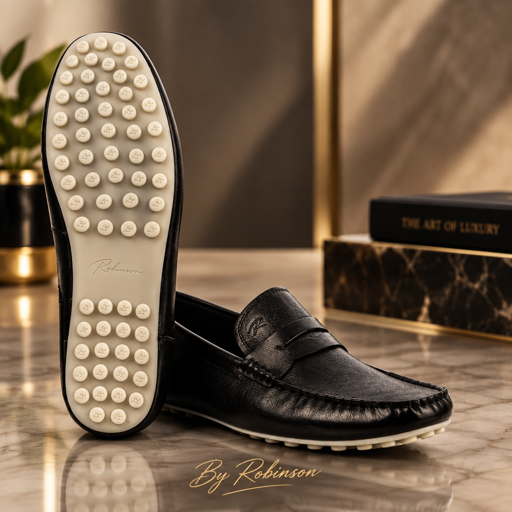 Robinson Signature Leather Moccasin-Black