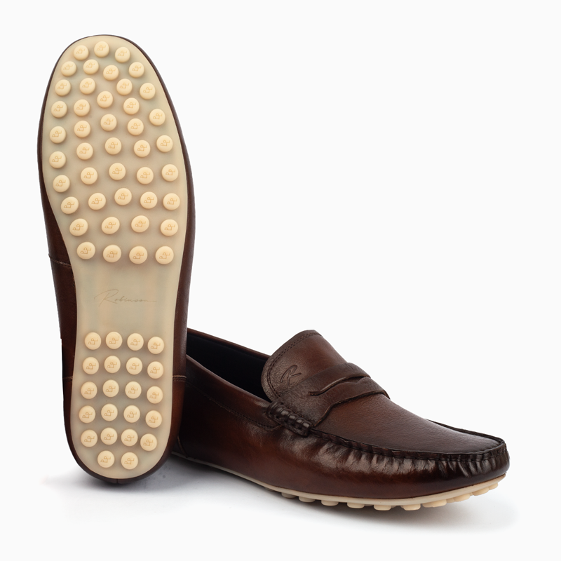 Robinson Signature Leather Moccasin-Coffe
