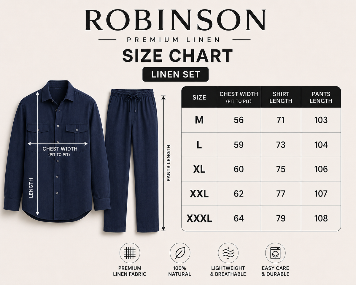 Navy Linen Set -Shirt & Pants | Robinson
