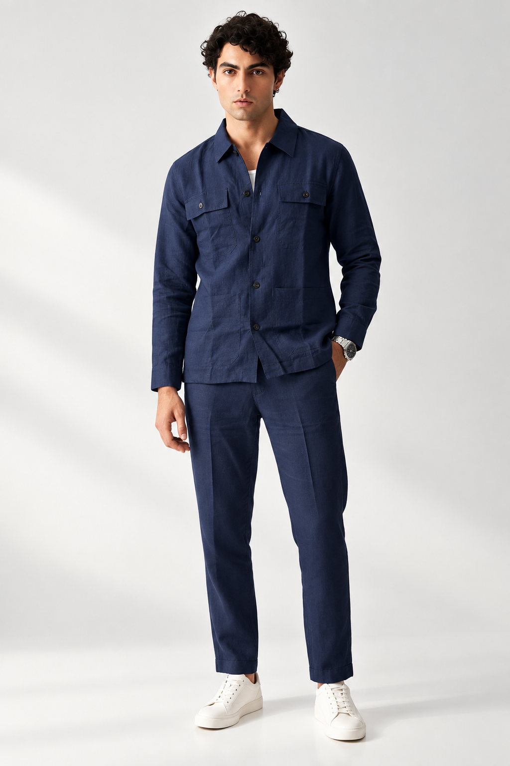 Navy Linen Set -Shirt & Pants | Robinson