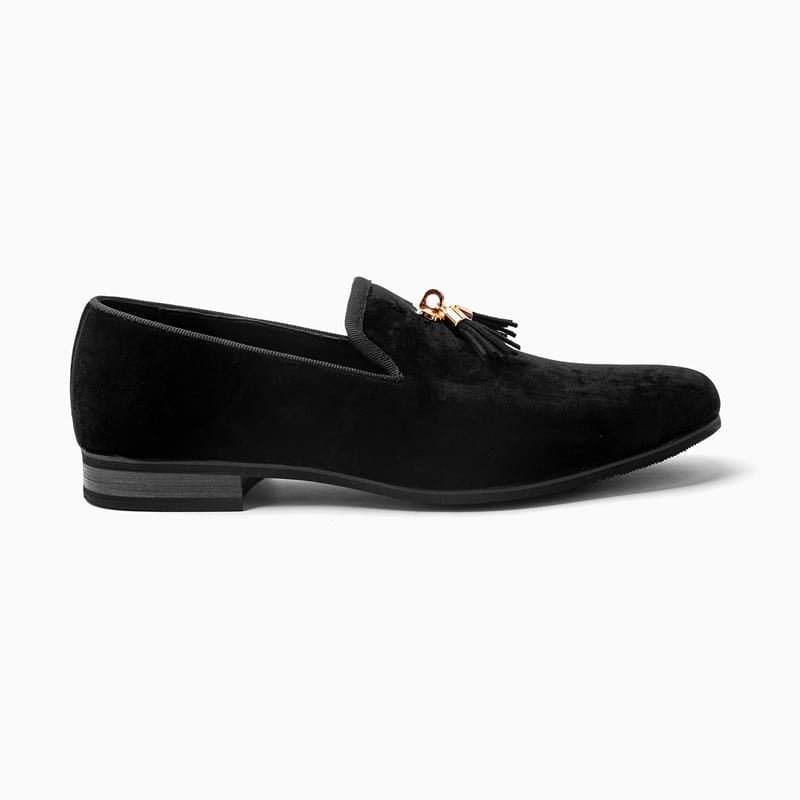 Black Loafers with Gold Buckle 9836