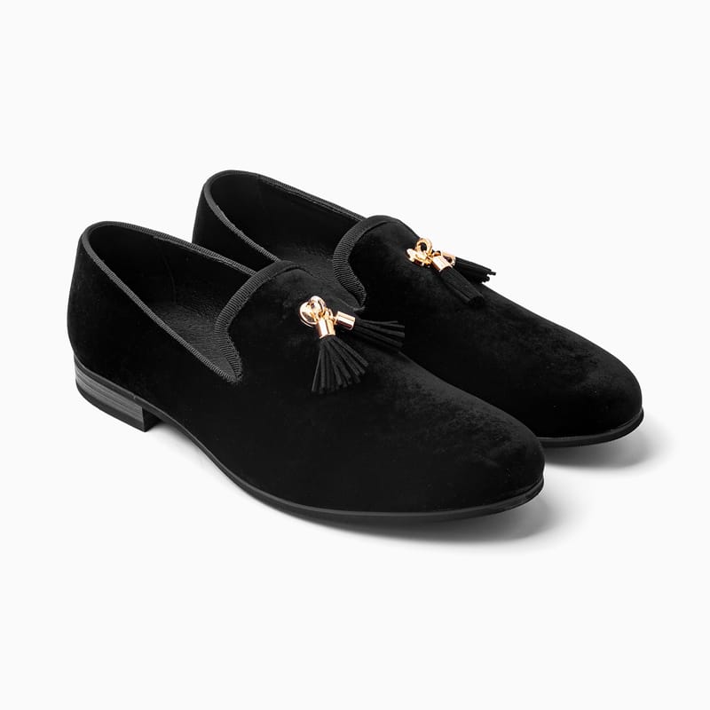 Black Loafers with Gold Buckle 9836