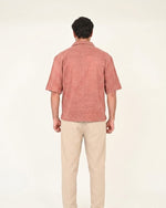 Linen Relaxed Fit Shirt in Washed Dusty Terracotta.