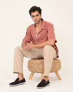 Linen Relaxed Fit Shirt in Washed Dusty Terracotta.