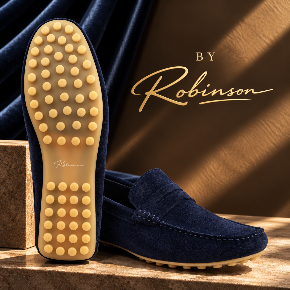 Robinson Signature Suede Moccasin-Navy