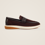 Robinson Verona Loafer Coffee side profile, original shoe with warm greige background