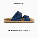 Robinson Milano Double Buckle Suede-Sky Blue