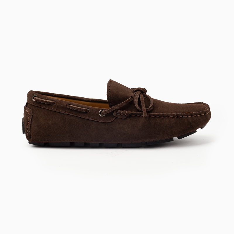 Suede leather mocassin with lace T8/Coffe