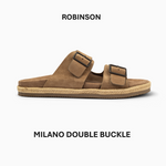 Robinson Milano Double Buckle Suede-Beige