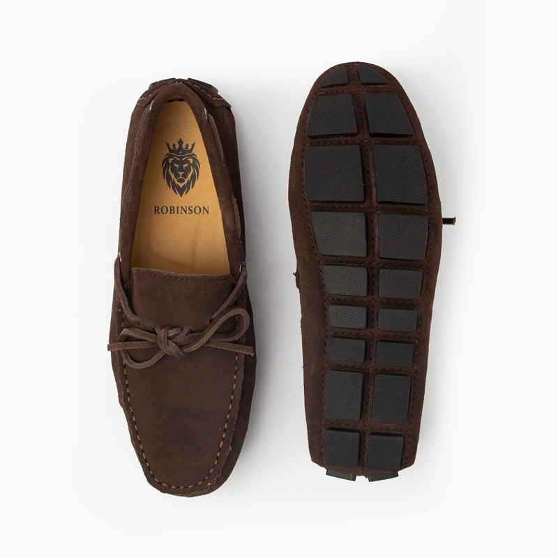 Suede leather mocassin with lace T8/Coffe