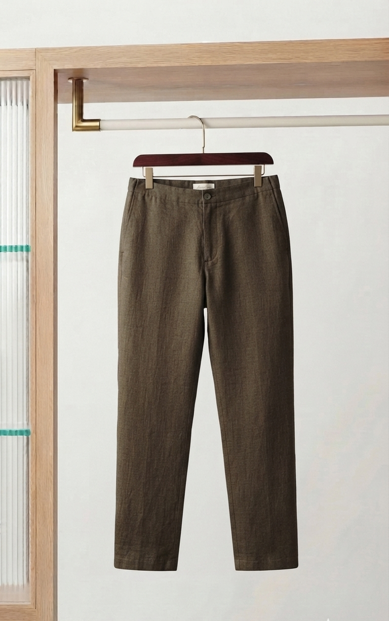 Relaxed Fit Linen Set - Olive Brown