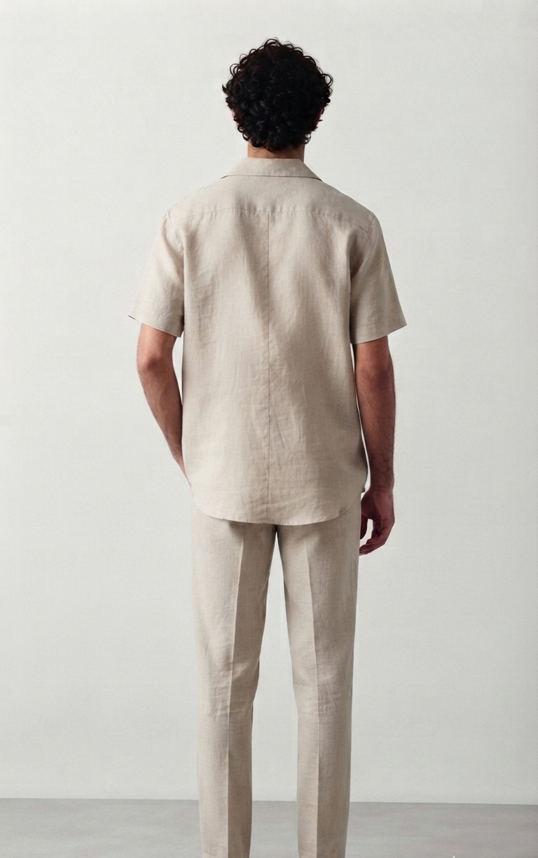 Relaxed Fit Linen Set - Beige