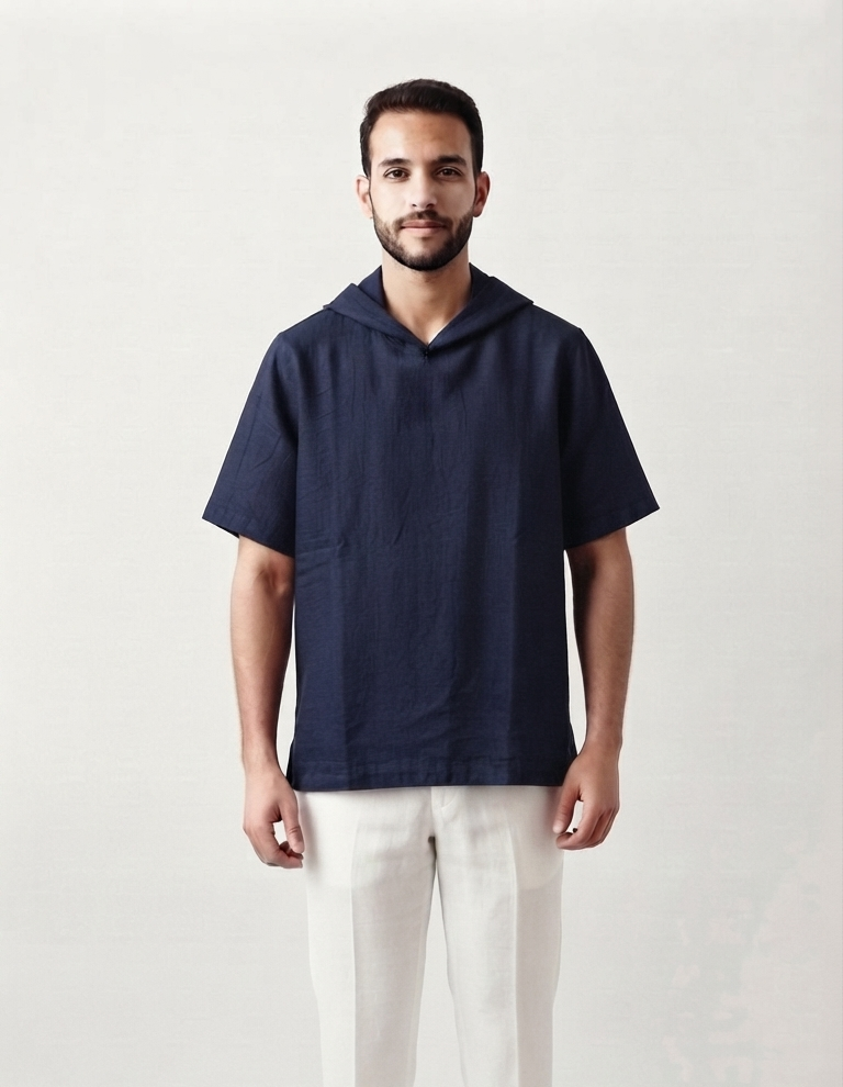 Robinson Relaxed Fit Denim Hooded T-Shirt.