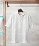 Robinson Relaxed Fit Linen Hooded T-Shirt-White