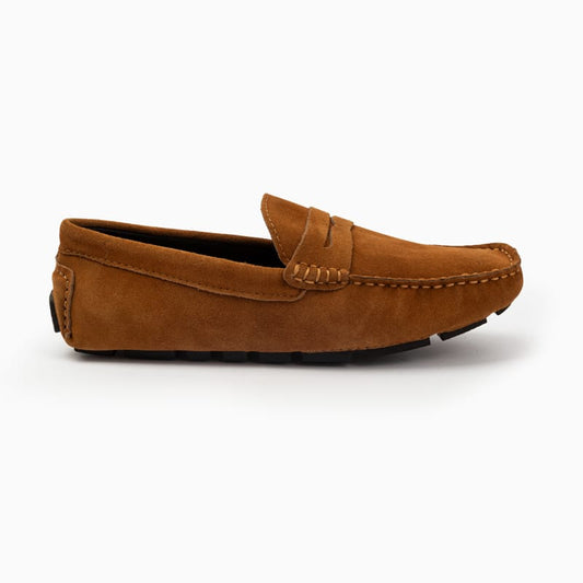 Suede leather mocassin with strap A2/tan