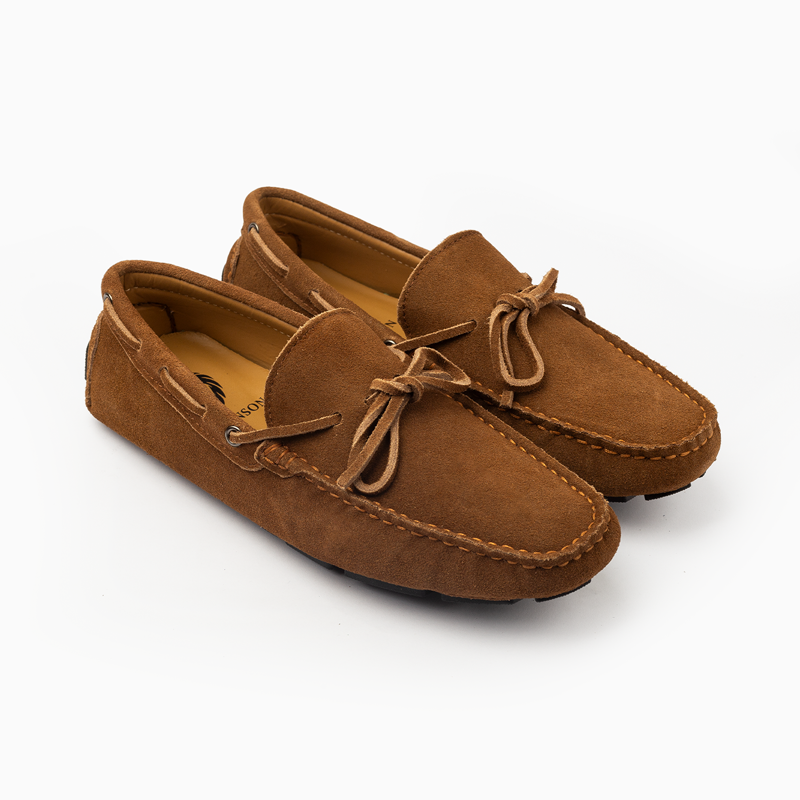 Suede leather mocassin with lace T8/Camel