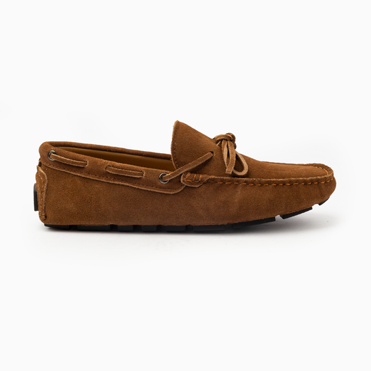 Suede leather mocassin with lace T8/Camel