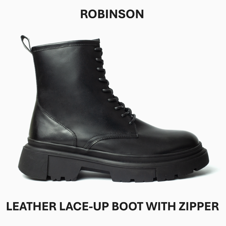 LEATHER lACE-UP BOOT WITH CHUNKY SOLE-LB