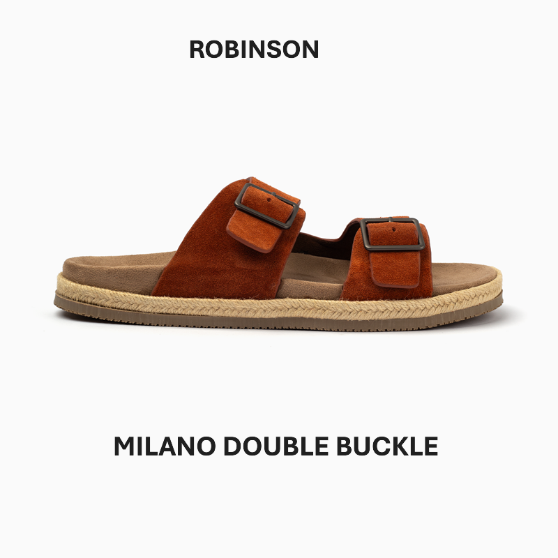Robinson Milano Double Buckle Suede-Terracotta