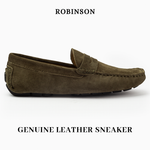 Suede leather mocassin with strap A2/Olive