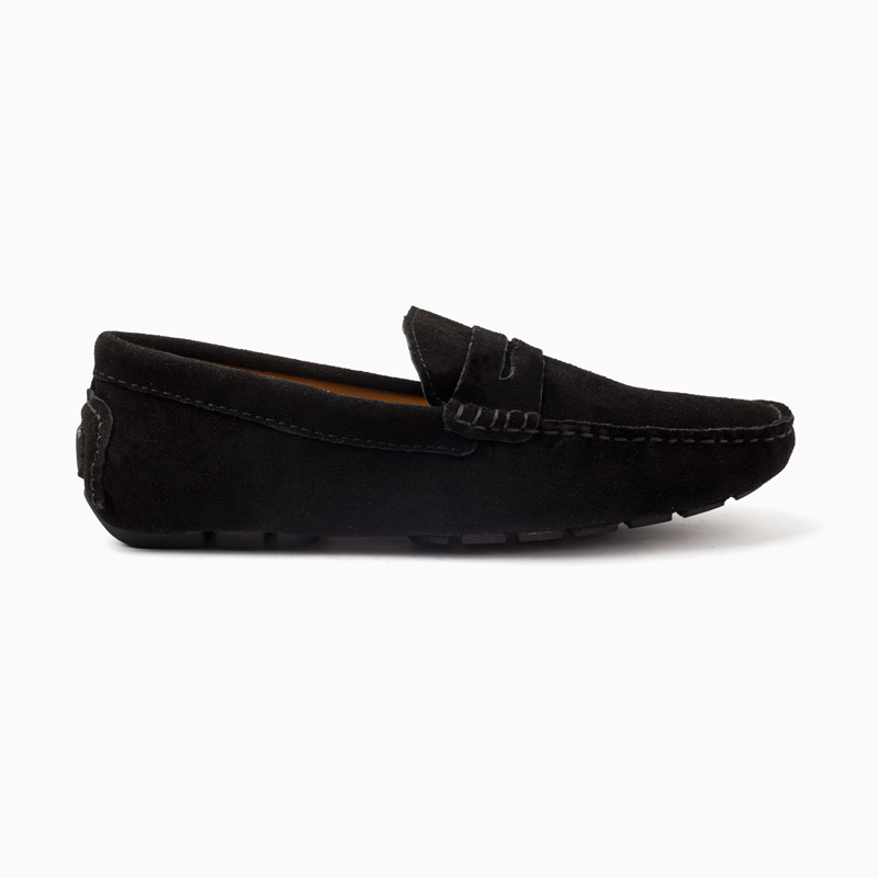 Suede leather mocassin with strap A2/Black
