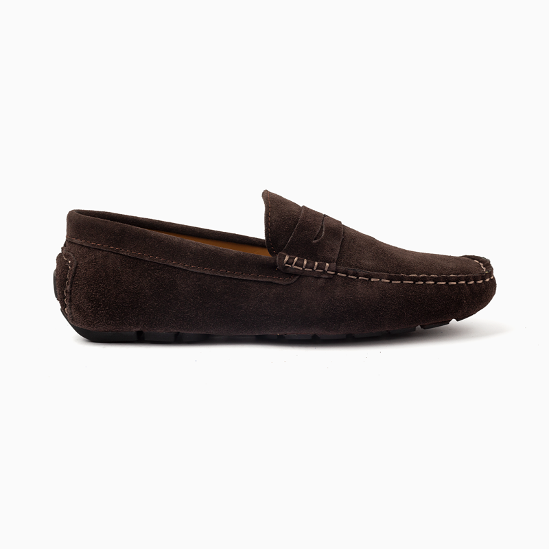 Suede leather mocassin with strap A2/Coffe