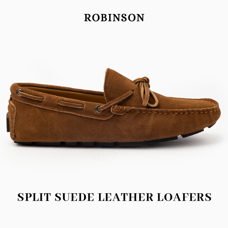 Suede leather mocassin with lace T8/Camel