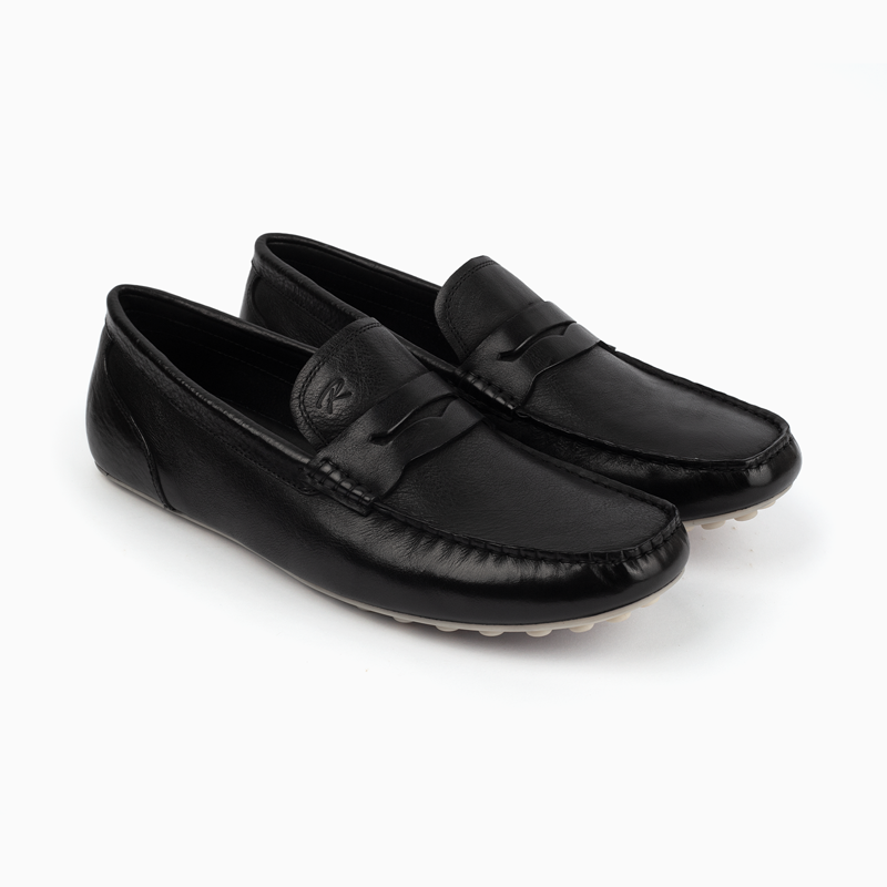 Robinson Signature Leather Moccasin-Black