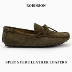 Suede leather mocassin with lace T8/Olive