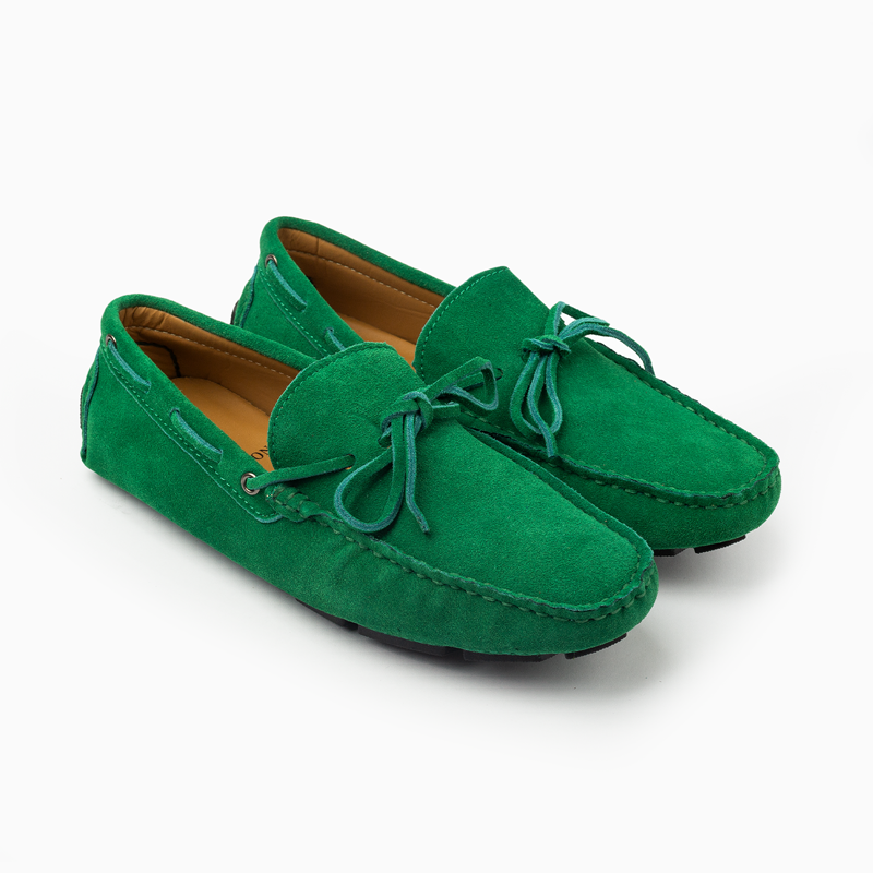 Suede leather mocassin with lace T8/Green