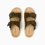 Robinson Milano Double Buckle Suede-Olive