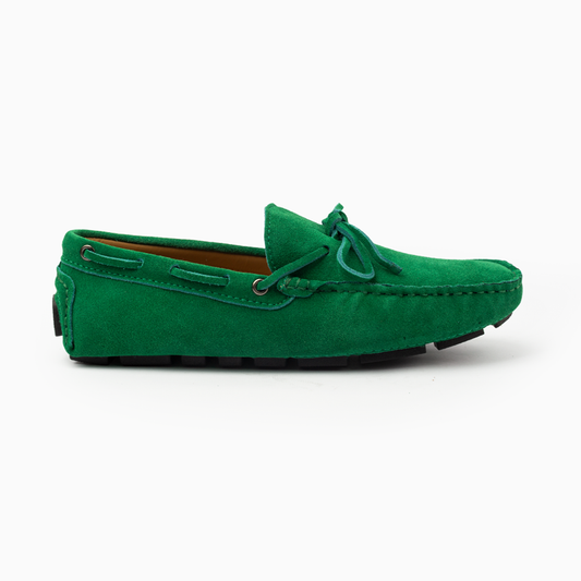 Suede leather mocassin with lace T8/Green