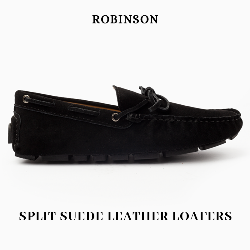Suede leather mocassin with lace T8/Black