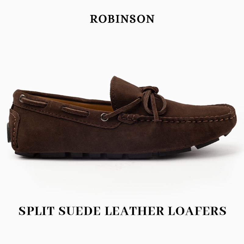 Suede leather mocassin with lace T8/Coffe