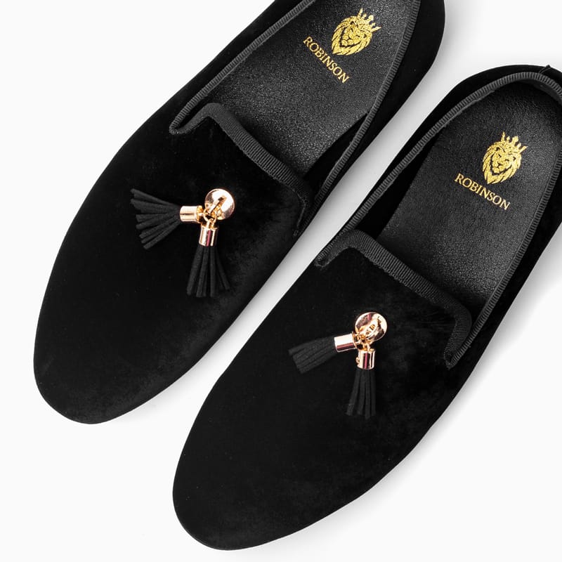 Black Loafers with Gold Buckle 9836