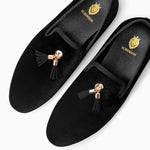 Black Loafers with Gold Buckle 9836