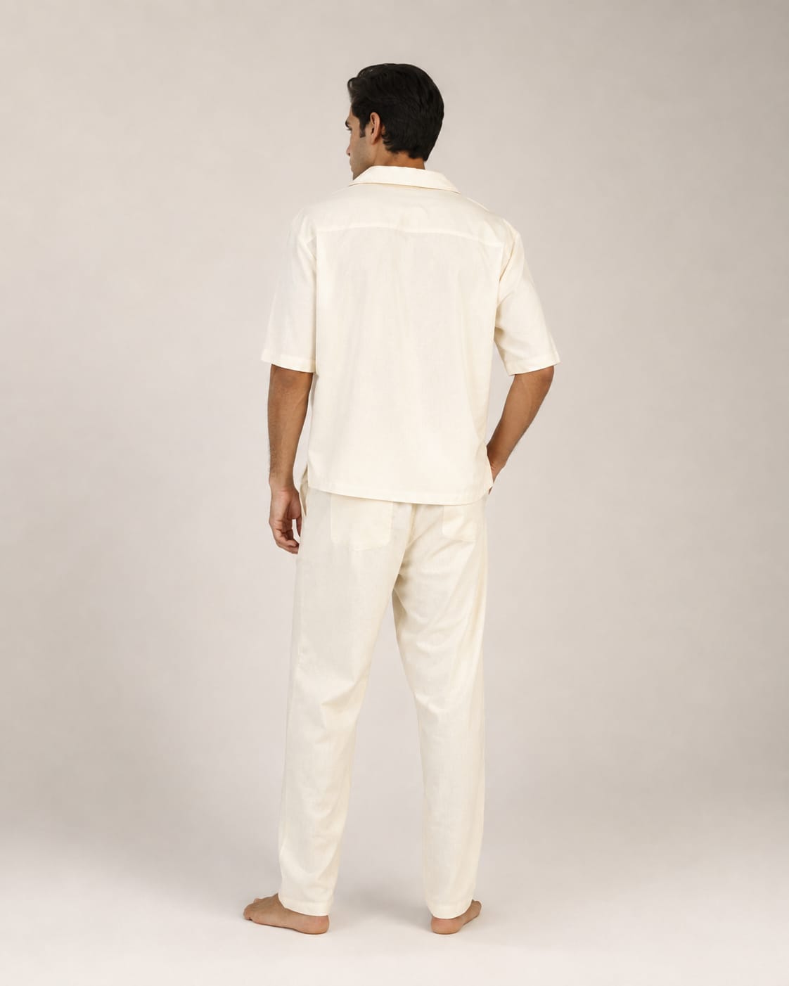 Relaxed Fit Linen Set - White