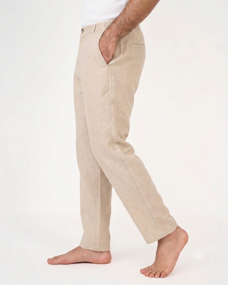Premium Linen Blend Relaxed Pants – Natural Beige