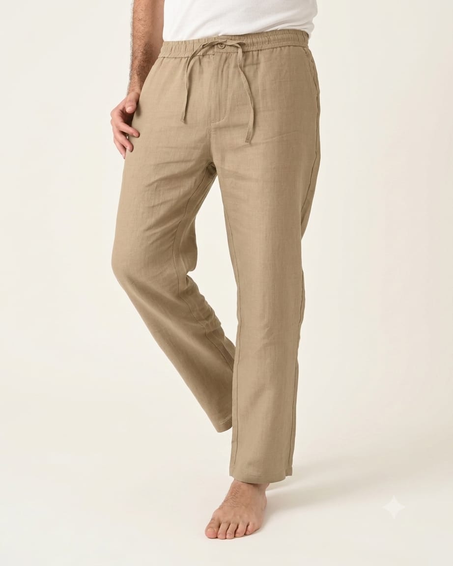 Premium Linen Pants-CAMEL