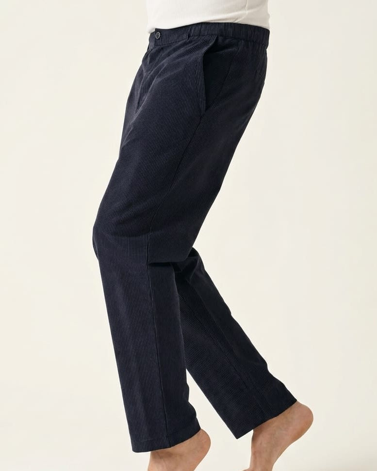 Premium Pinstripe Linen Blend Pants – Navy